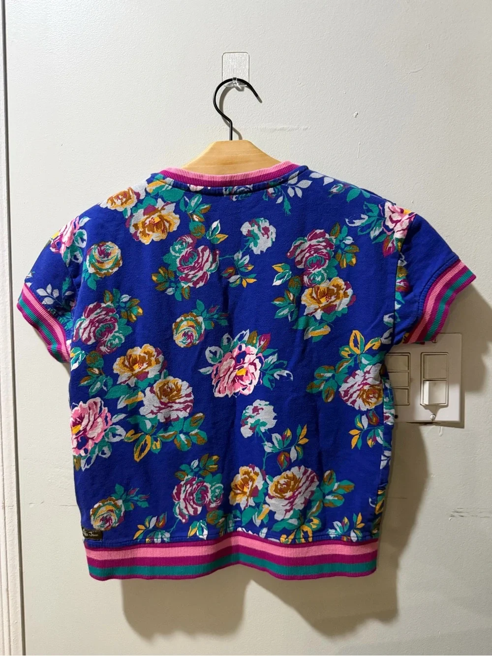 Matilda Jane Blue Floral Ruffle Sweatshirt with Pink Trim